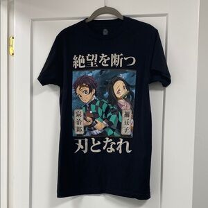 Demon Slayer Black Graphic T-Shirt with Anime Design